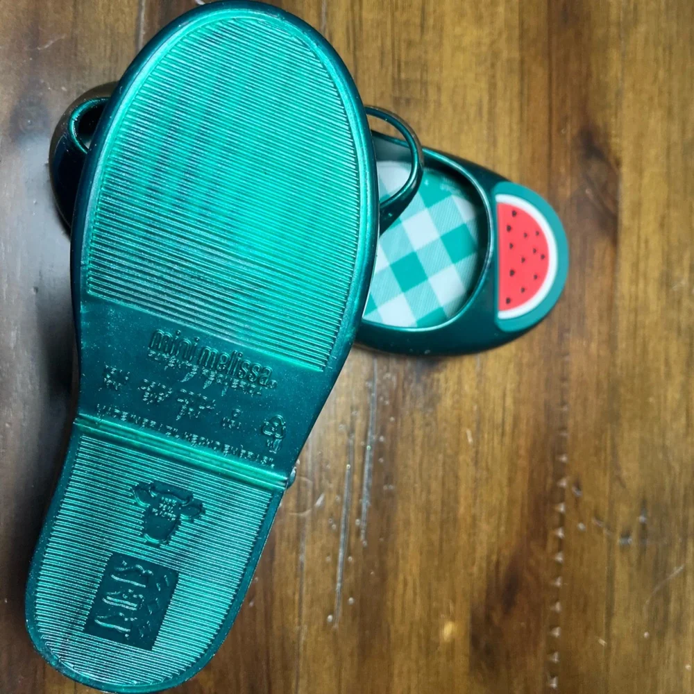 Mini Melissa Toddler Girl Sweet Love Picnic Green Mary Jane Shoes Watermelon NIB